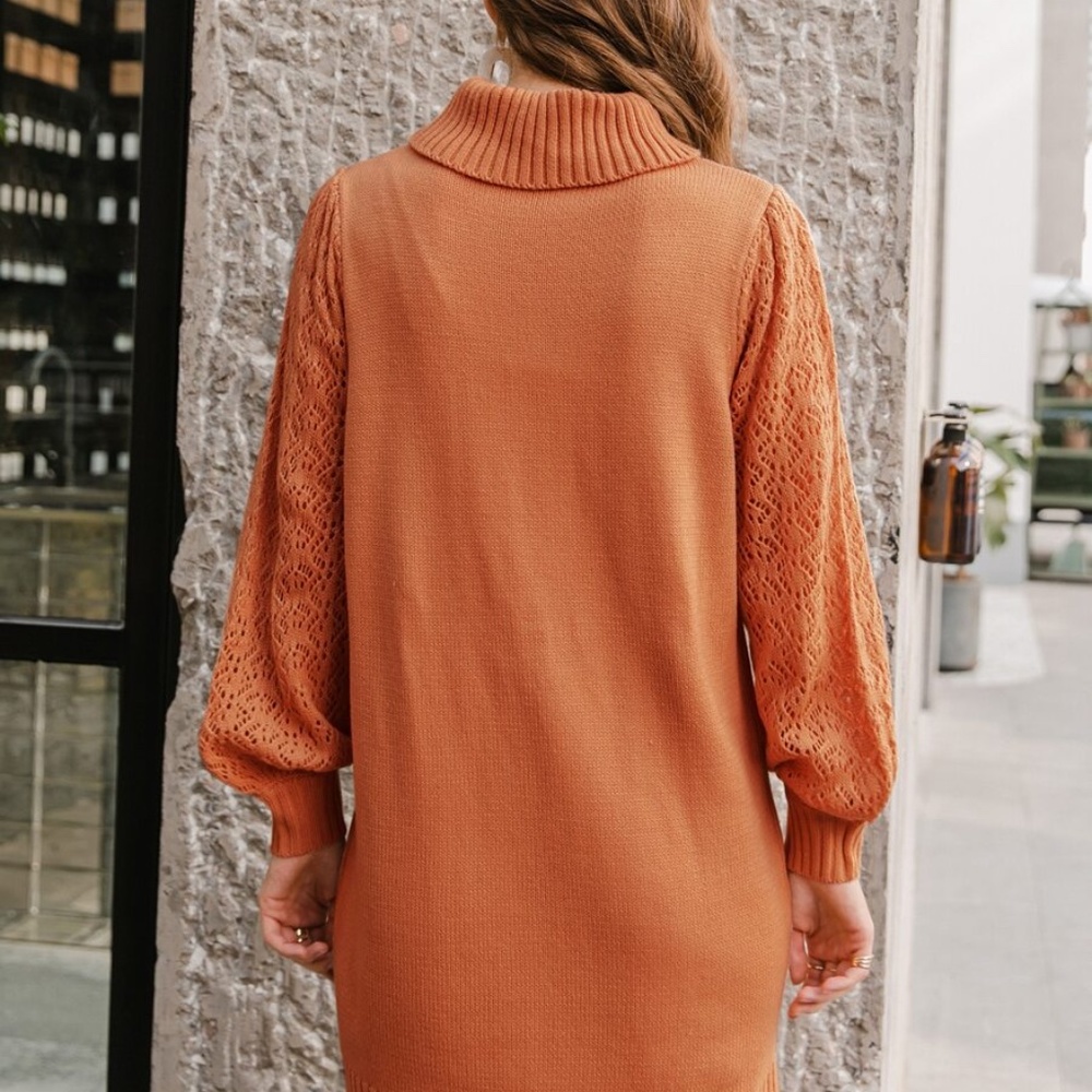 Turtleneck knit sweater dress fall autumn comfy - Picture 5 of 12